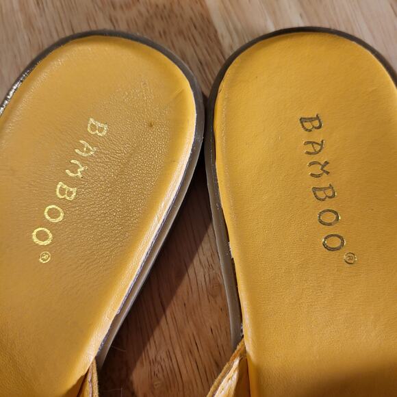 Bamboo Yellow Fabric Bow Slides Size 10 Rubber Sole Padded Comfort - Picture 6 of 9